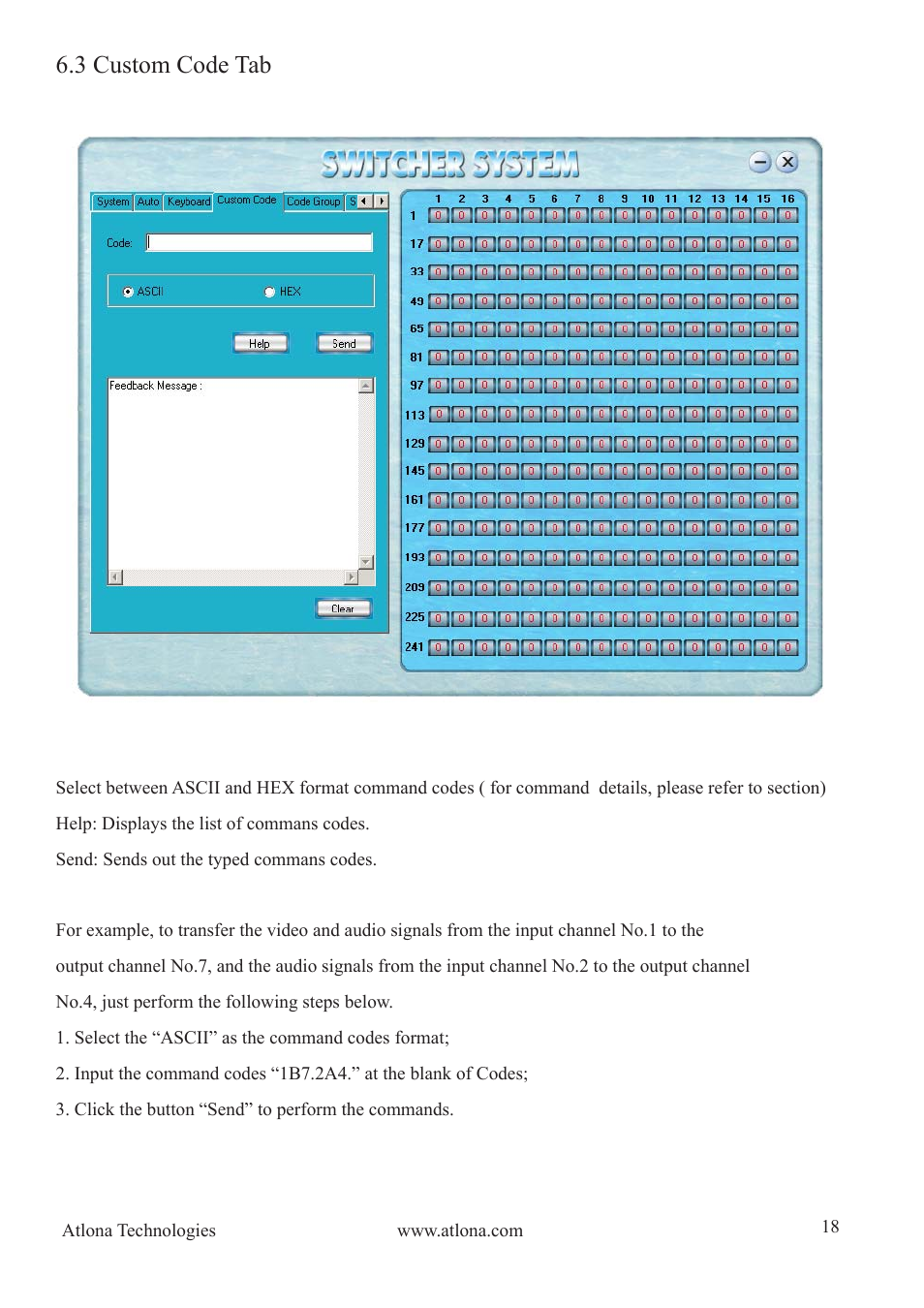 3 custom code tab | Atlona AT VGA MATRIX User Manual | Page 18 / 24