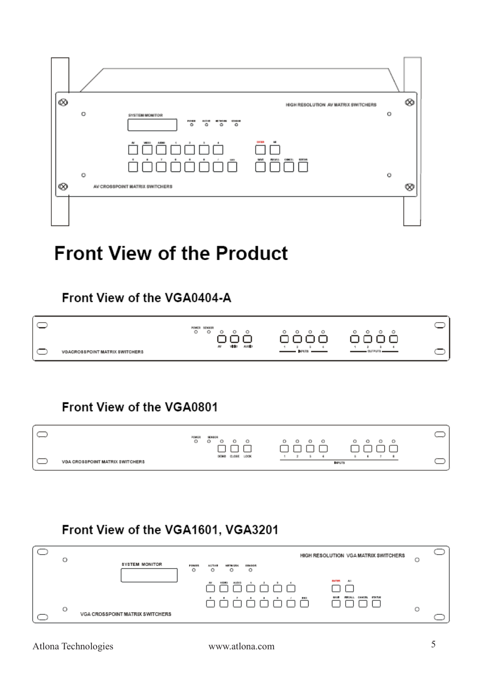 Atlona AT VGA MATRIX User Manual | Page 5 / 24