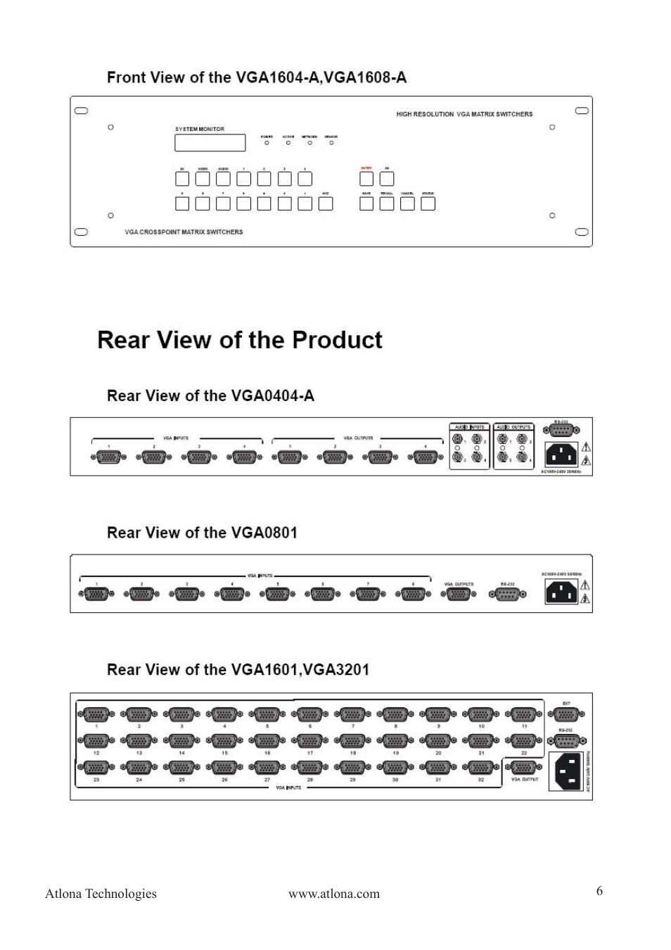 Atlona AT VGA MATRIX User Manual | Page 6 / 24