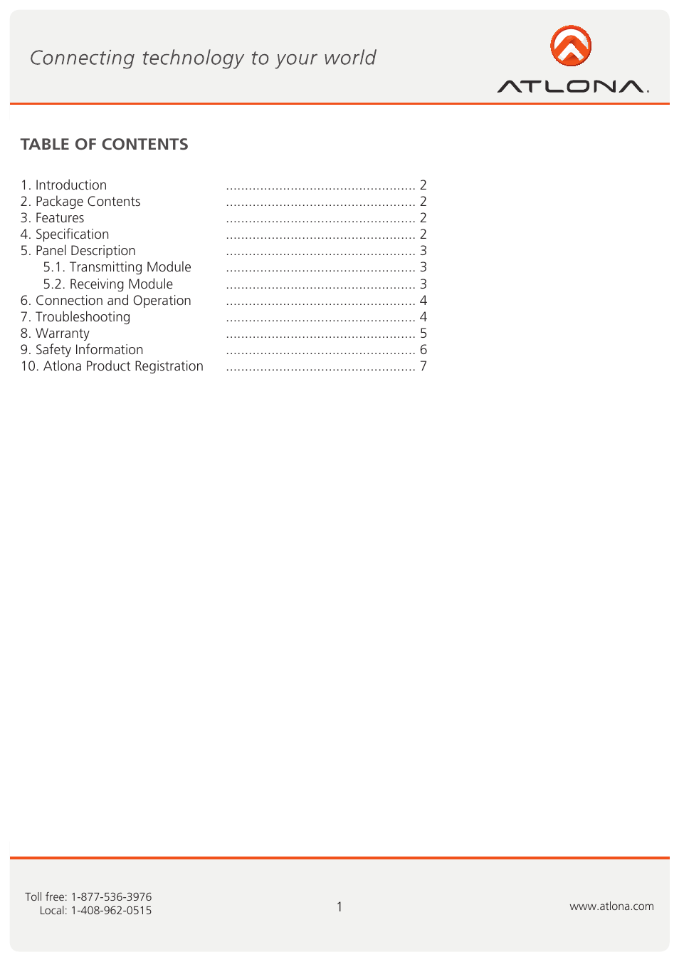 Atlona AT USB50 SR User Manual | Page 2 / 8