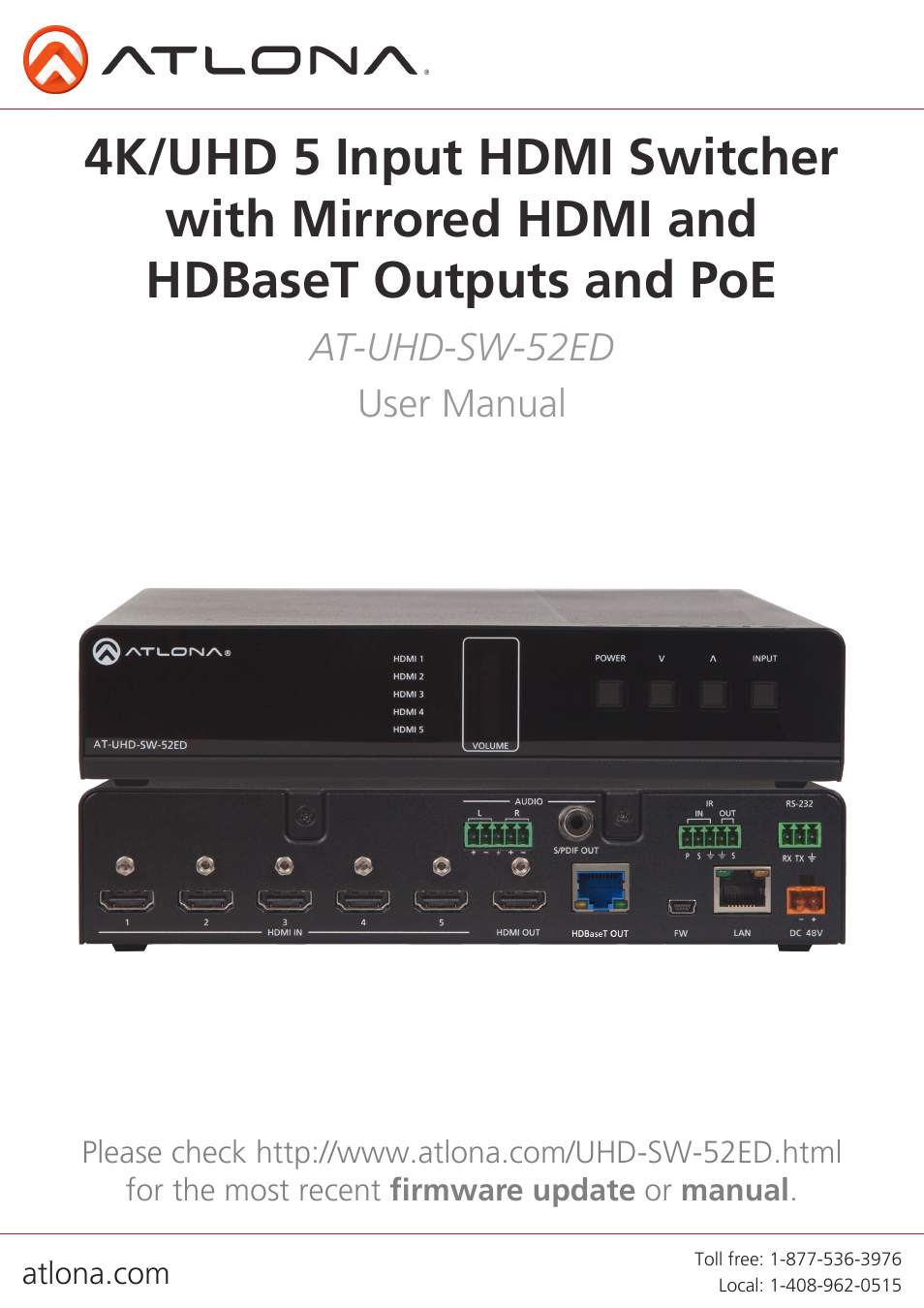 Atlona AT UHD SW 52ED User Manual | 21 pages