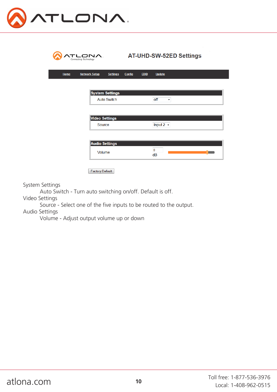 Atlona AT UHD SW 52ED User Manual | Page 10 / 21