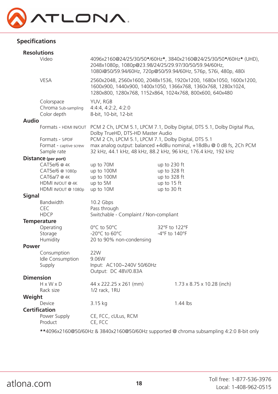 Atlona AT UHD SW 52ED User Manual | Page 18 / 21