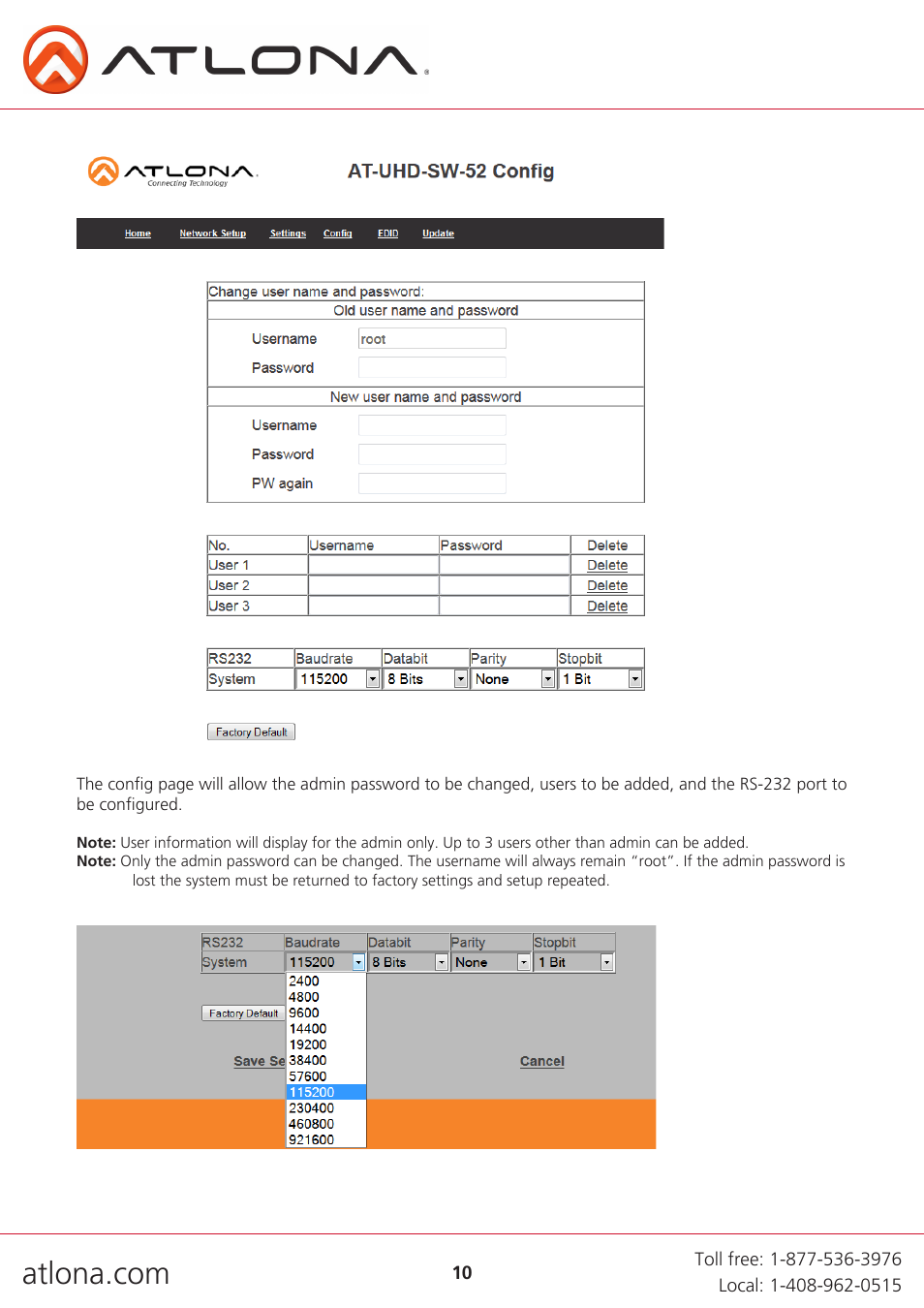 Atlona AT UHD SW 52 User Manual | Page 10 / 20