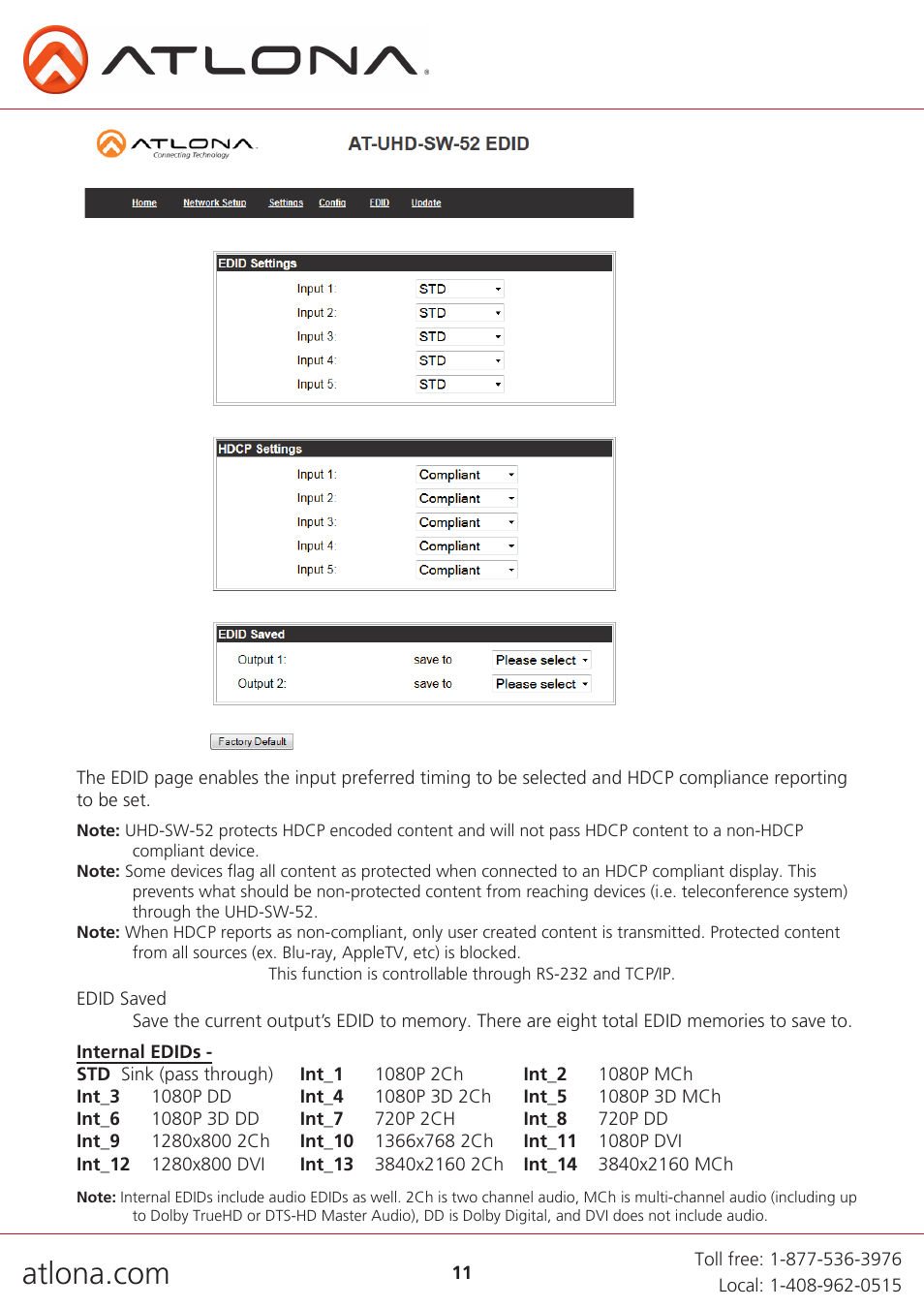 Atlona AT UHD SW 52 User Manual | Page 11 / 20