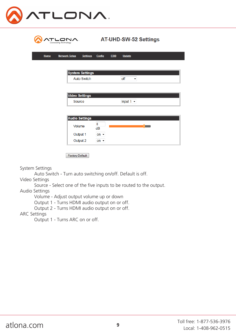 Atlona AT UHD SW 52 User Manual | Page 9 / 20