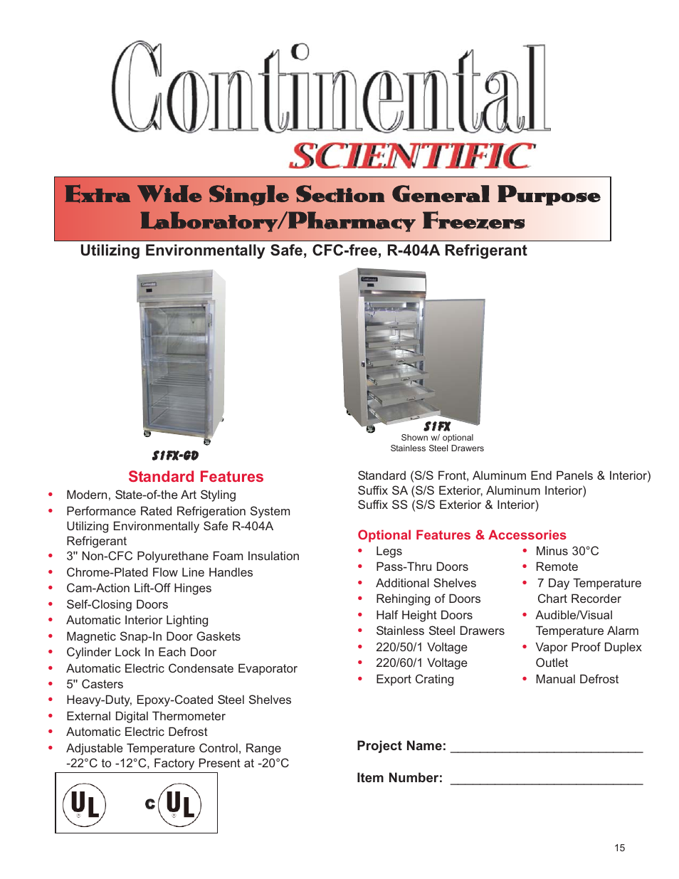 Continental Refrigerator R-404A User Manual | 2 pages