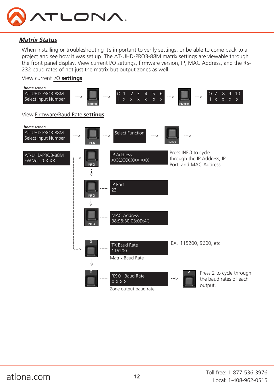 Atlona AT UHD PRO3-88M User Manual | Page 12 / 28