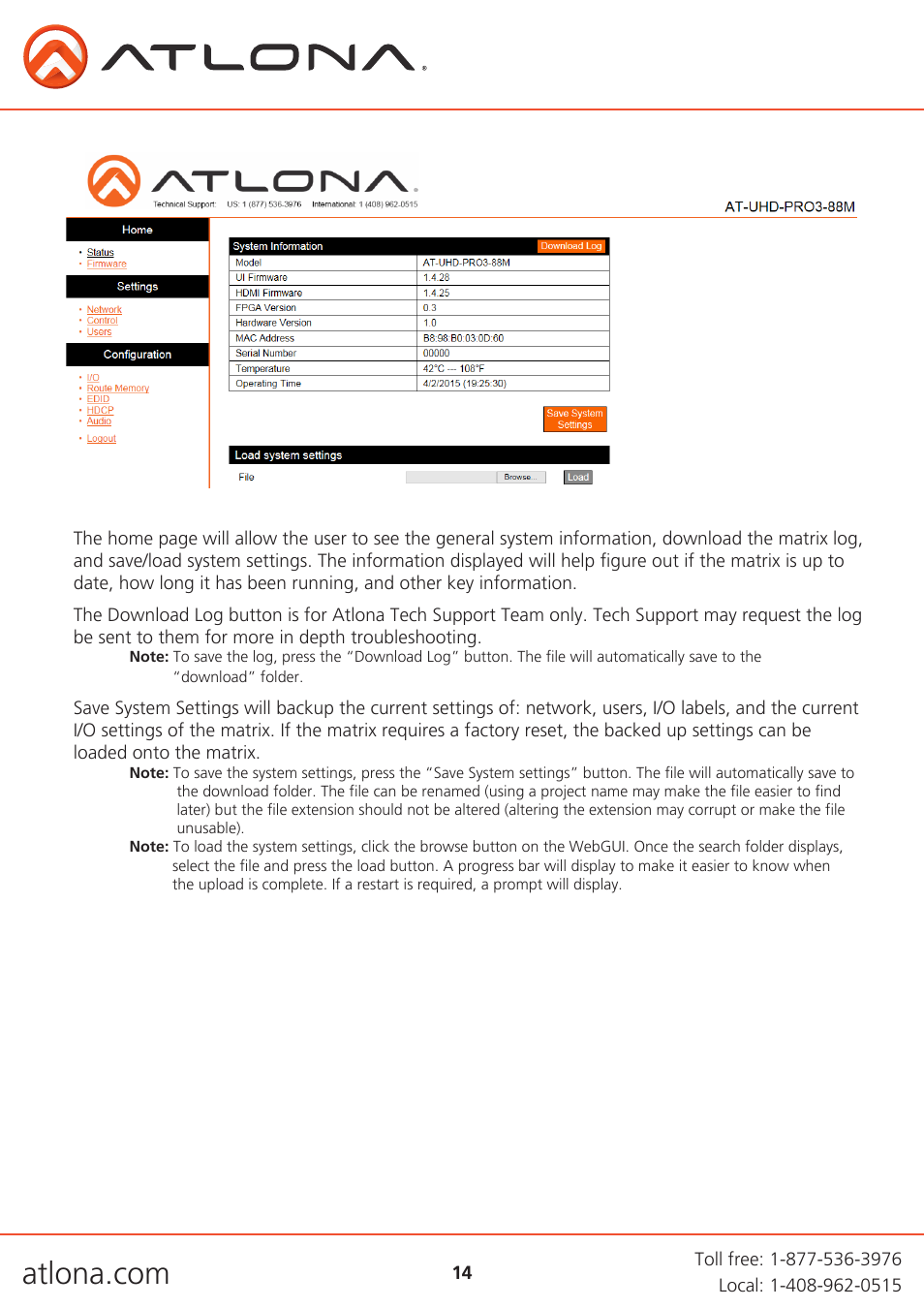Atlona AT UHD PRO3-88M User Manual | Page 14 / 28