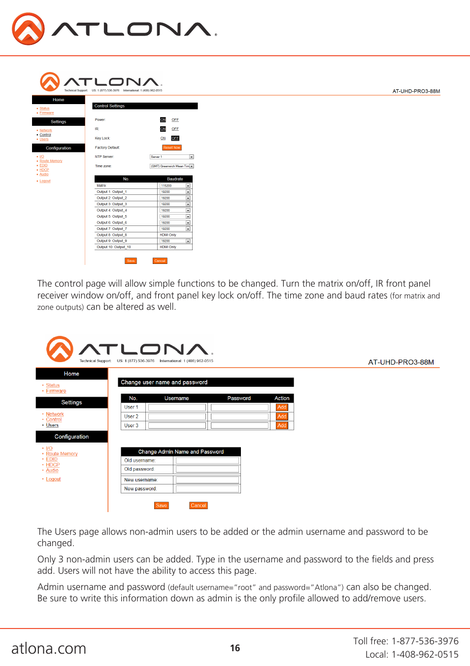 Atlona AT UHD PRO3-88M User Manual | Page 16 / 28