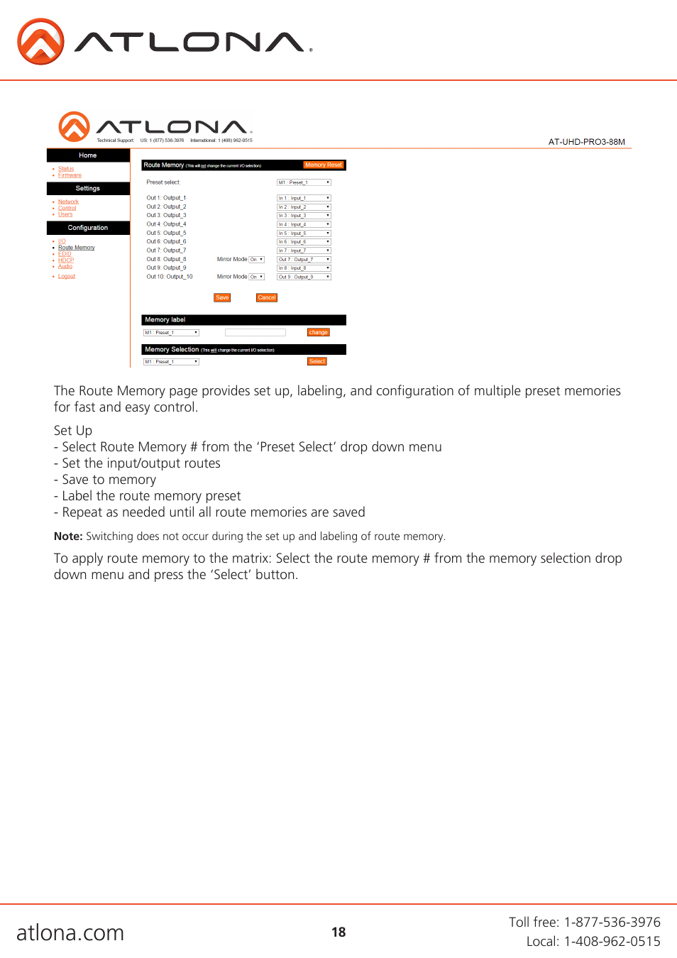 Atlona AT UHD PRO3-88M User Manual | Page 18 / 28