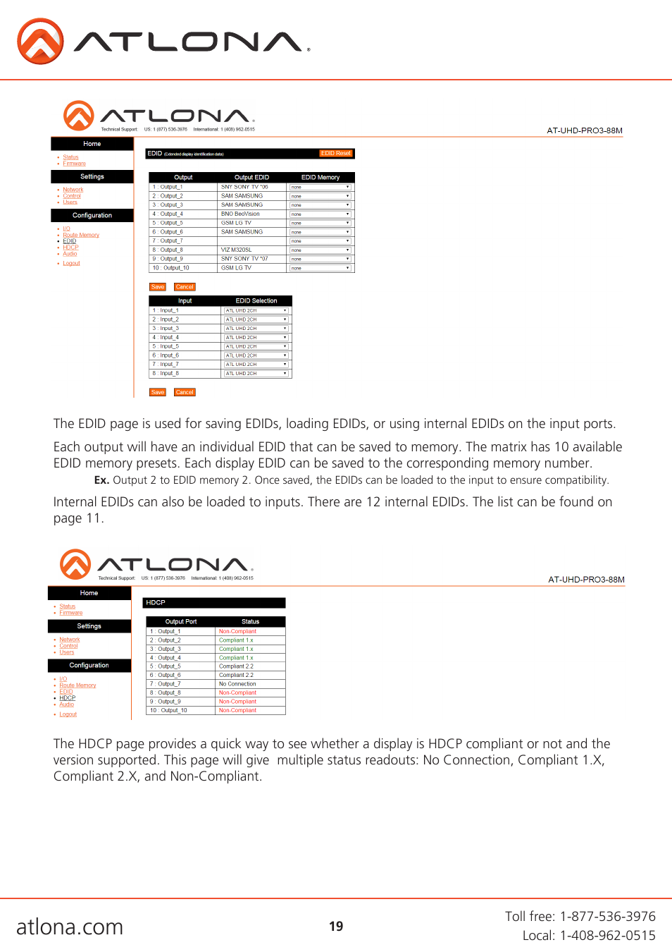 Atlona AT UHD PRO3-88M User Manual | Page 19 / 28