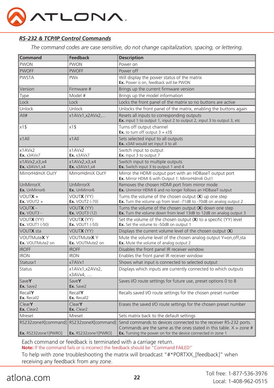 Atlona AT UHD PRO3-88M User Manual | Page 22 / 28
