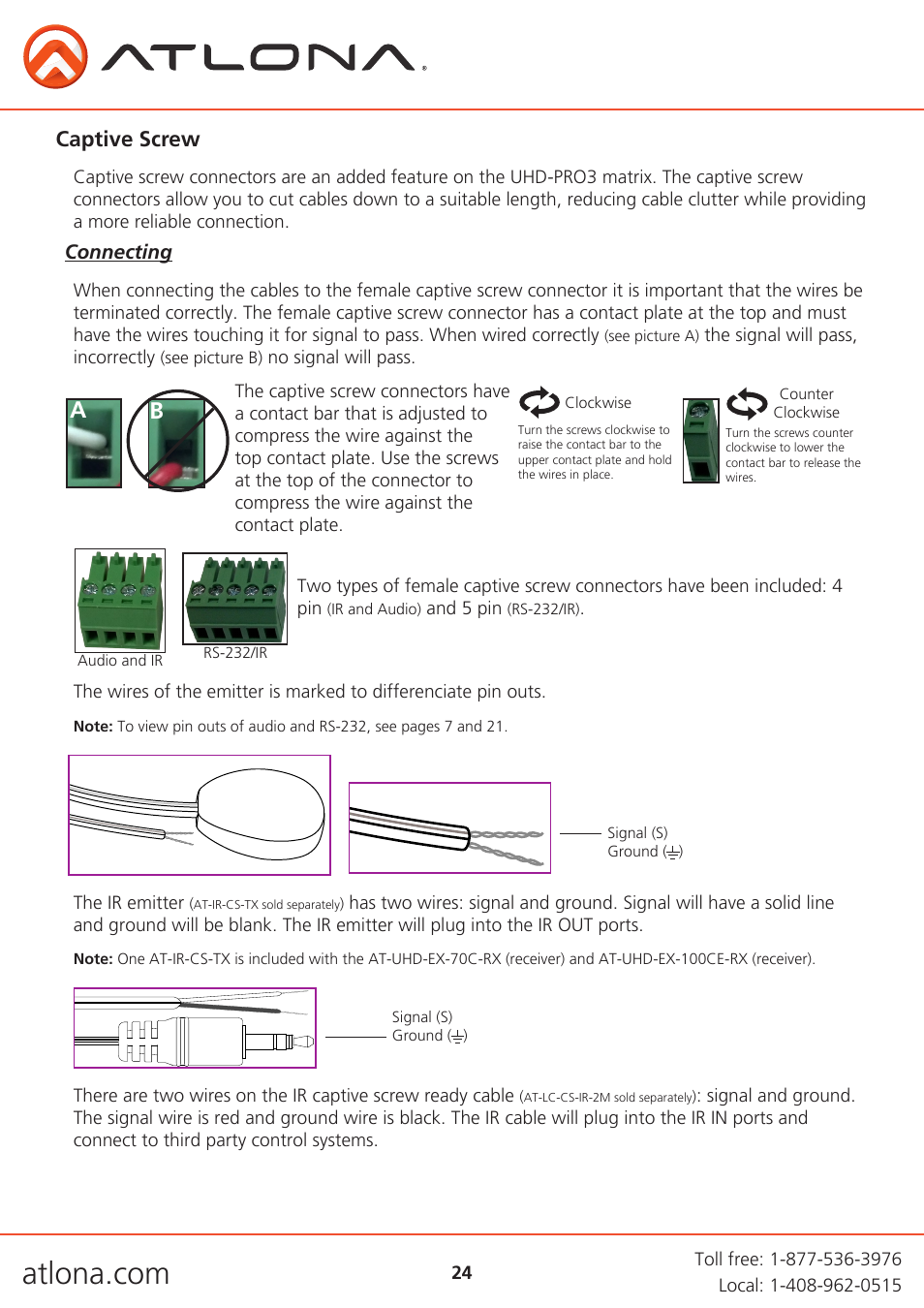Captive screw | Atlona AT UHD PRO3-88M User Manual | Page 24 / 28