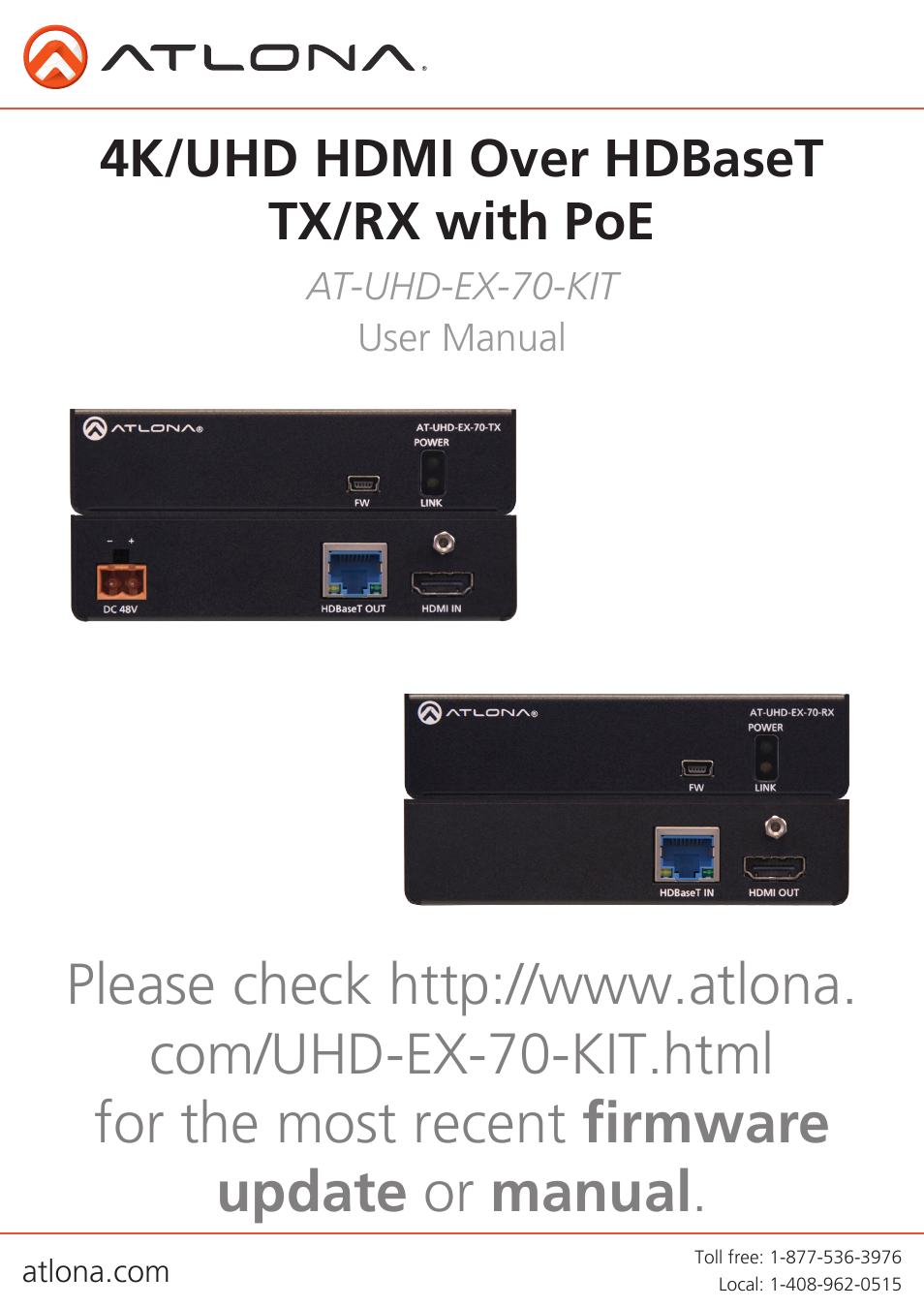 Atlona AT UHD EX 70 User Manual | 11 pages