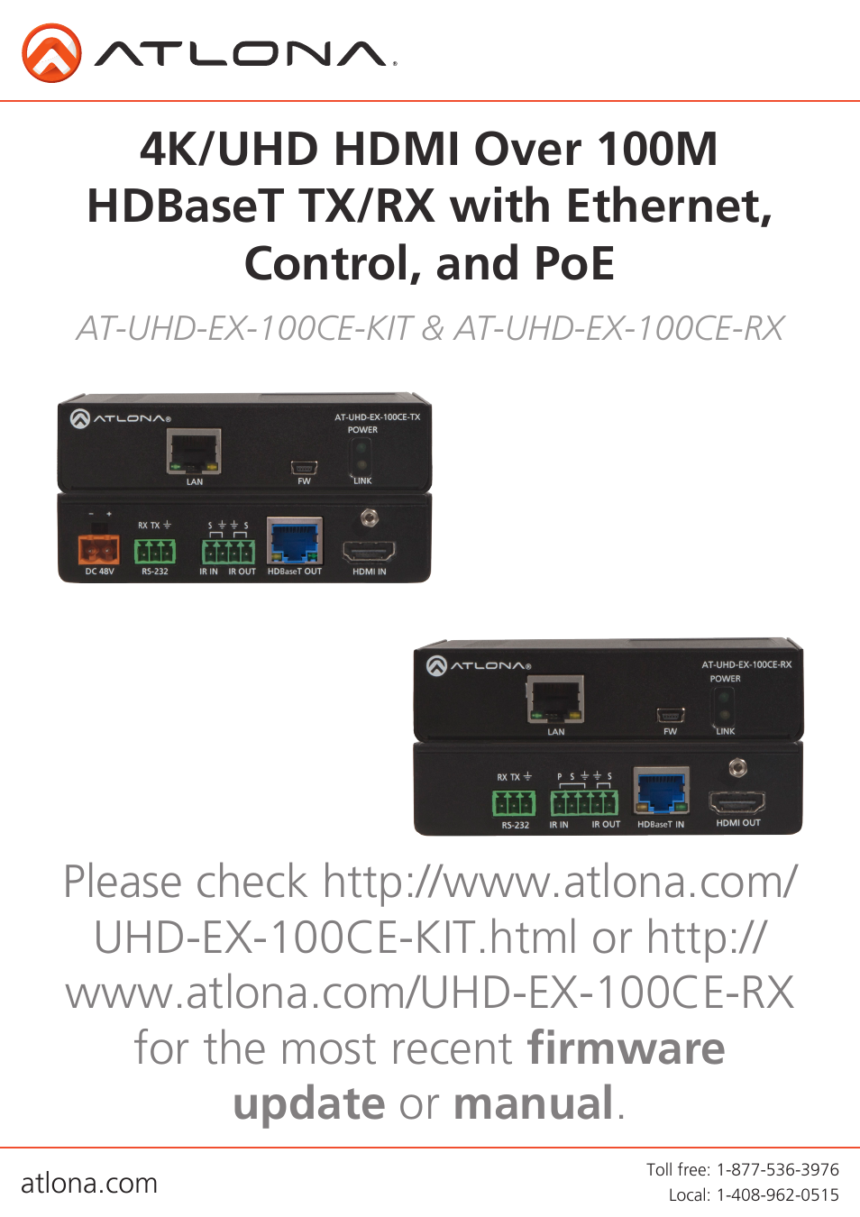 Atlona AT UHD EX 100CE User Manual | 14 pages