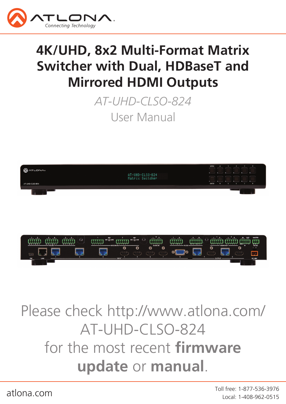 Atlona AT UHD CLSO 824 User Manual | 32 pages