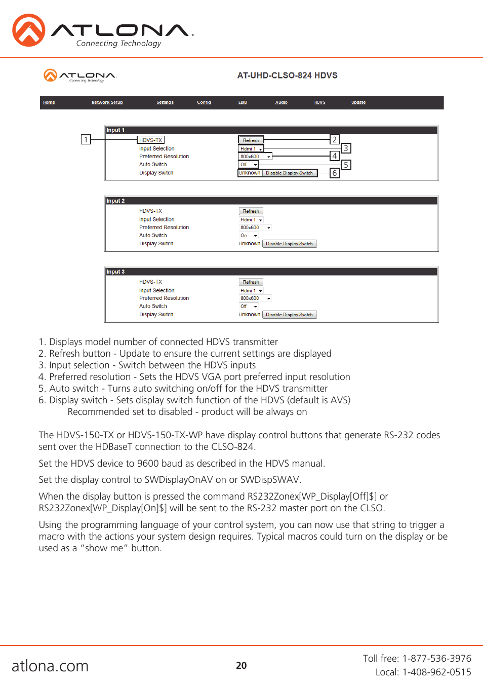 Atlona AT UHD CLSO 824 User Manual | Page 20 / 32