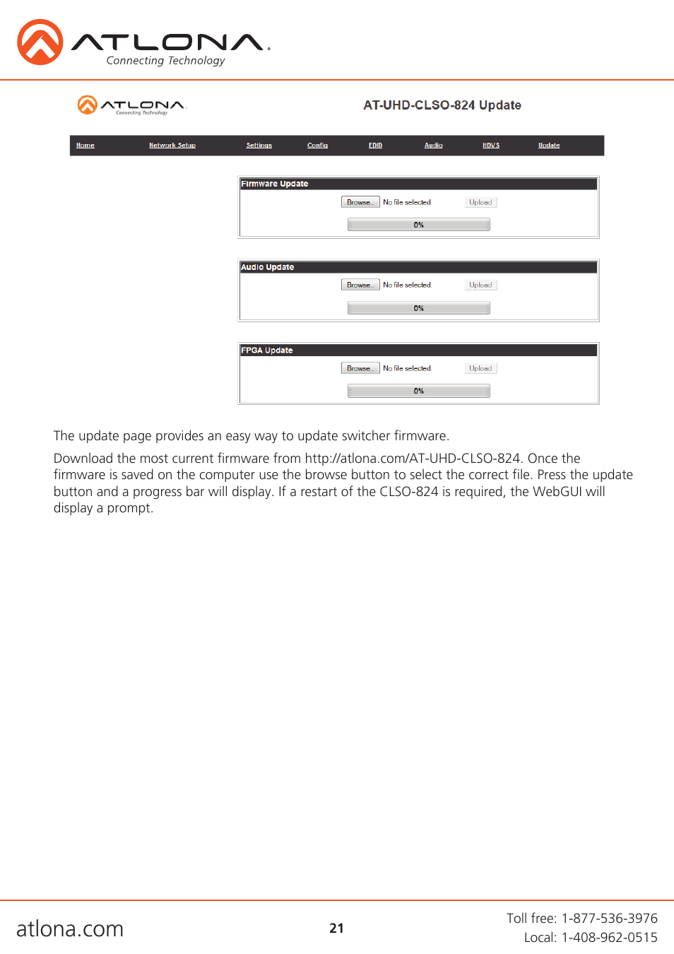 Atlona AT UHD CLSO 824 User Manual | Page 21 / 32