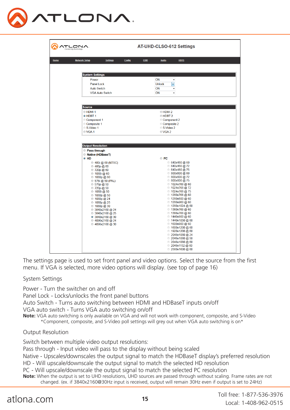 Atlona AT UHD CLSO 612 V2 User Manual | Page 15 / 35