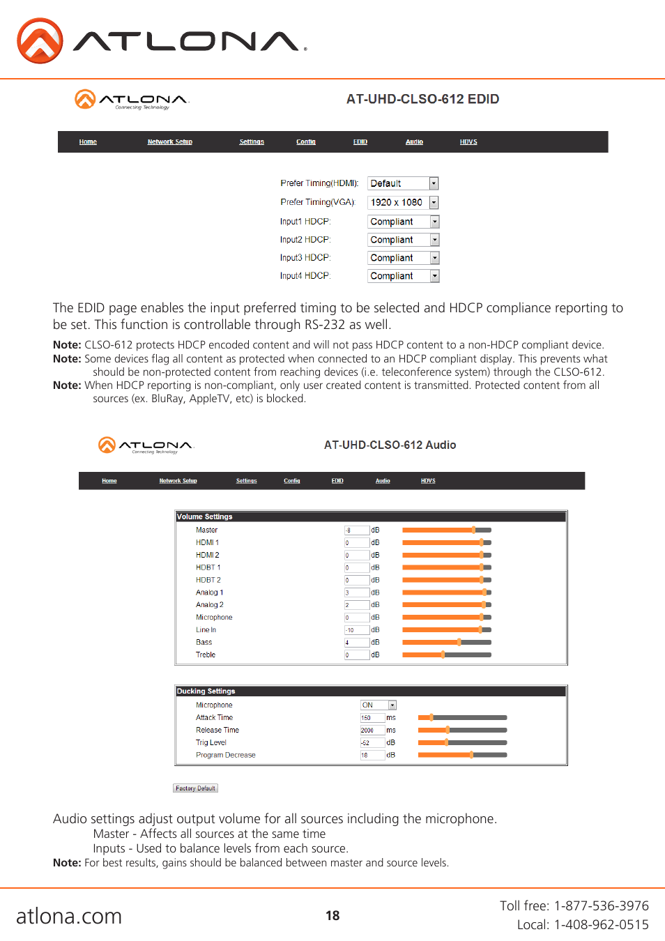 Atlona AT UHD CLSO 612 V2 User Manual | Page 18 / 35