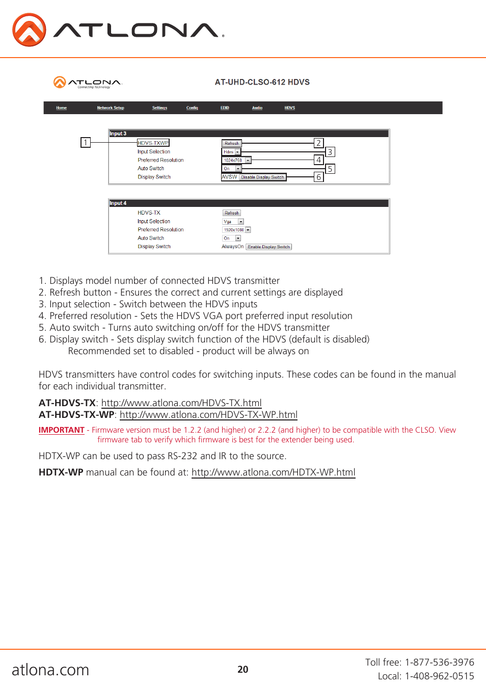 Atlona AT UHD CLSO 612 V2 User Manual | Page 20 / 35