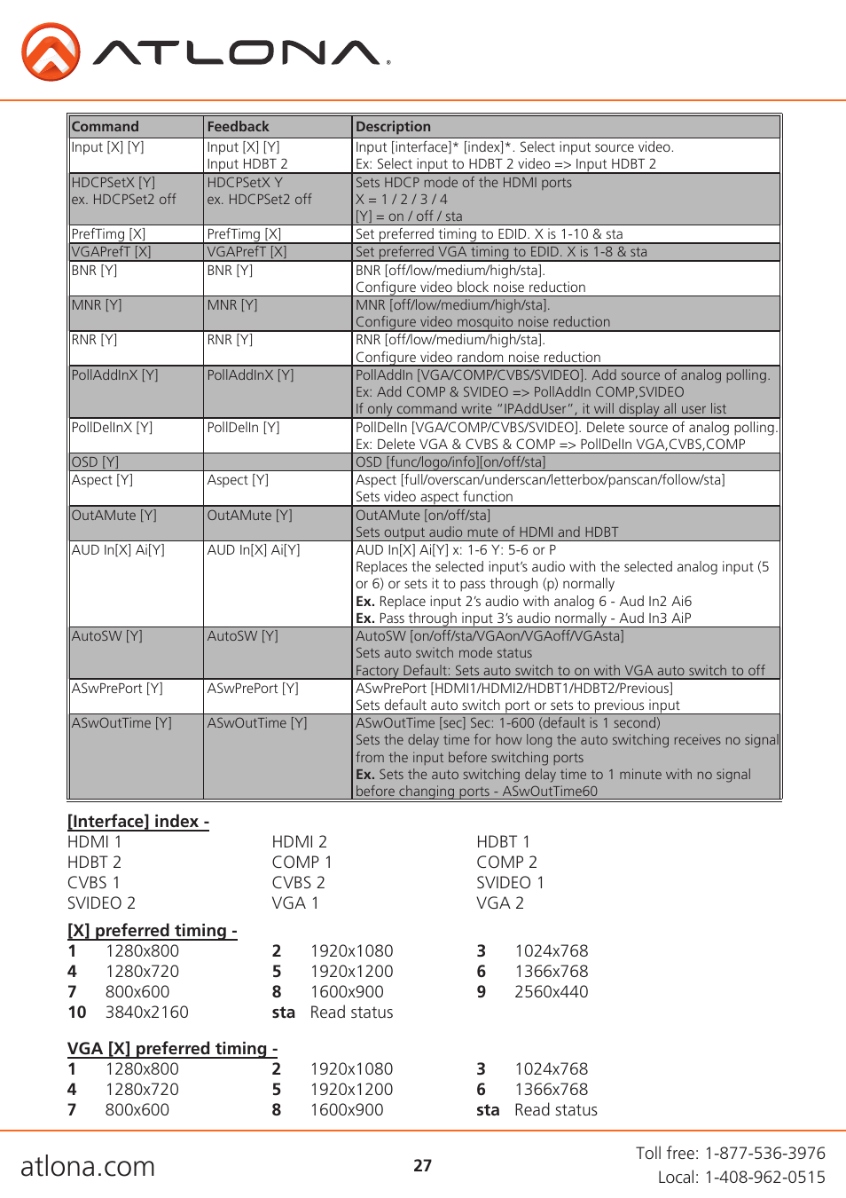 Atlona AT UHD CLSO 612 V2 User Manual | Page 27 / 35