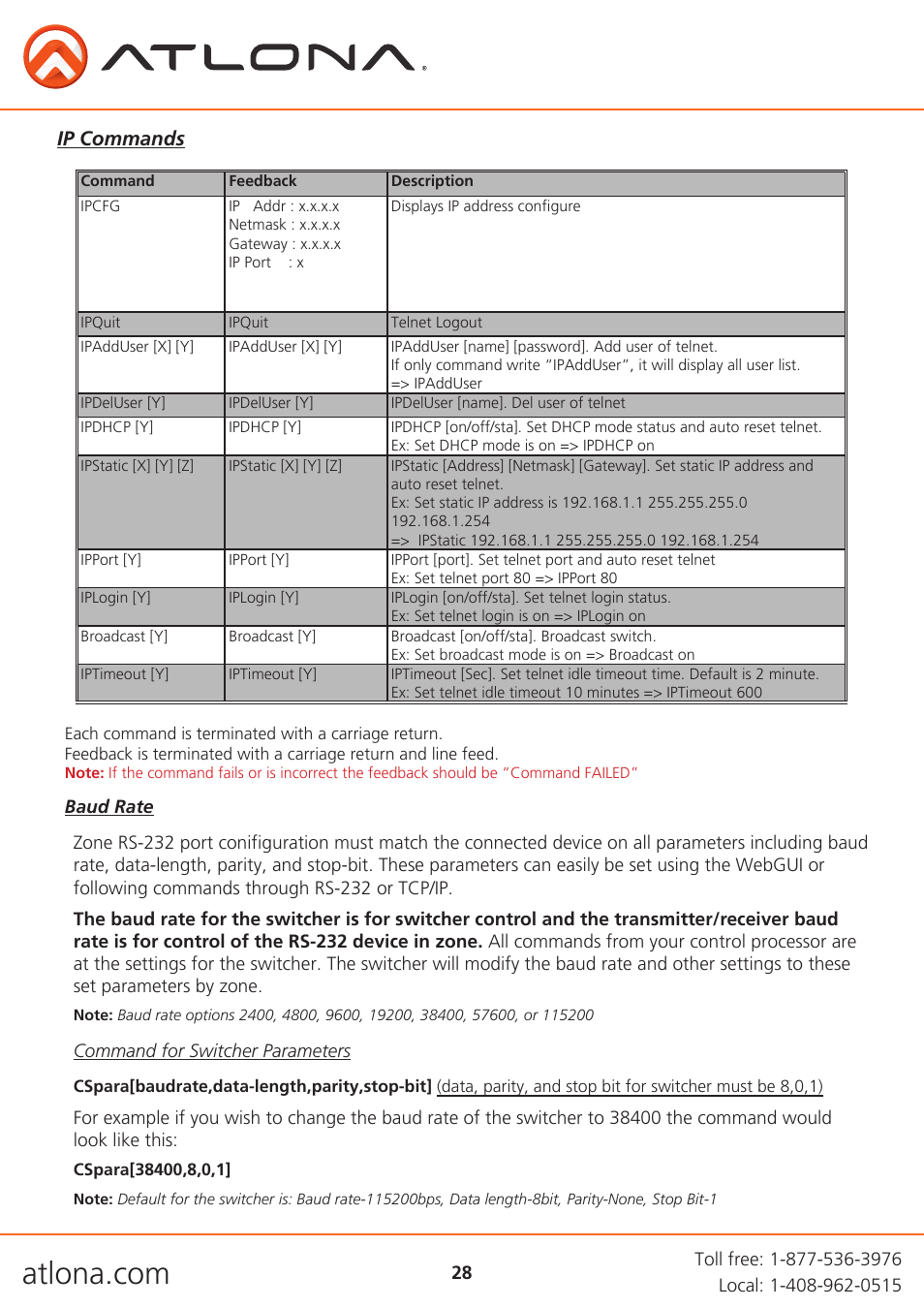 Atlona AT UHD CLSO 612 V2 User Manual | Page 28 / 35
