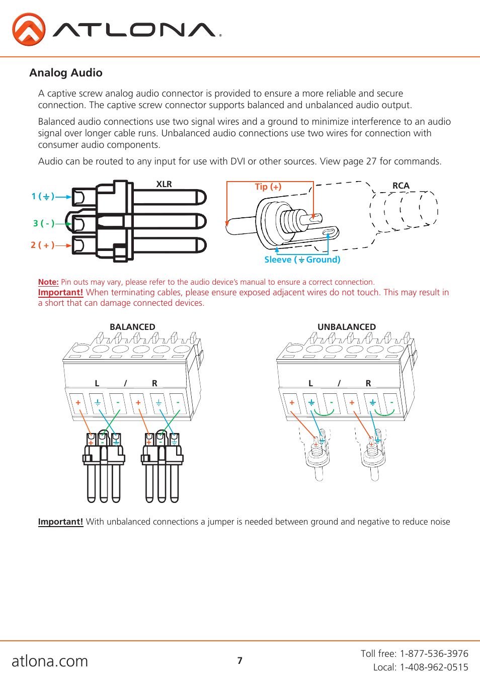 Analog audio | Atlona AT UHD CLSO 612 V2 User Manual | Page 7 / 35