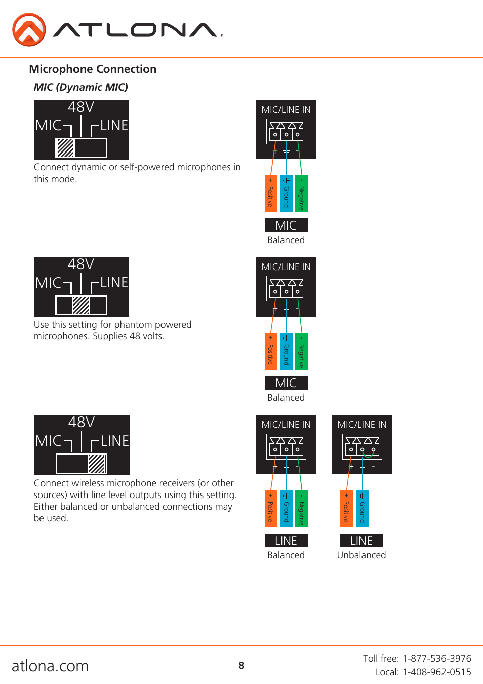 Mic line line | Atlona AT UHD CLSO 612 V2 User Manual | Page 8 / 35