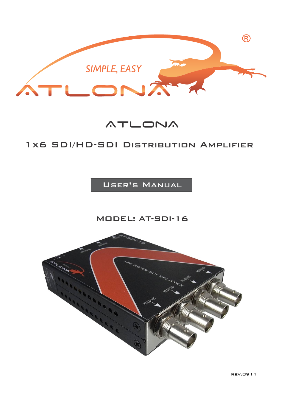 Atlona AT SDI 16 User Manual | 9 pages