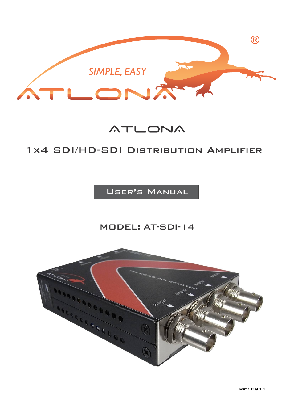 Atlona AT SDI 14 User Manual | 9 pages