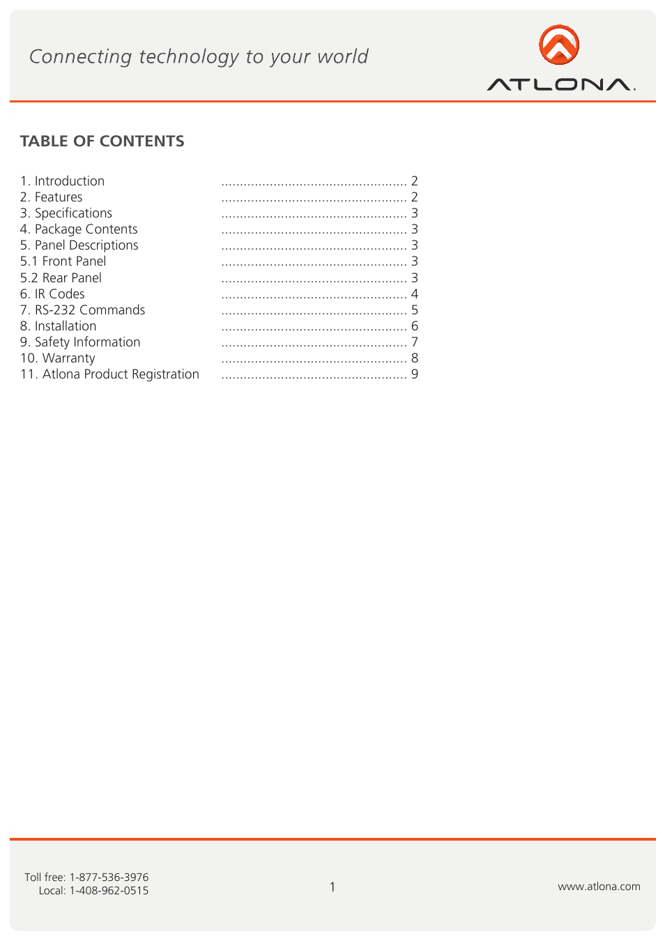 Atlona AT SAV 84M User Manual | Page 2 / 10