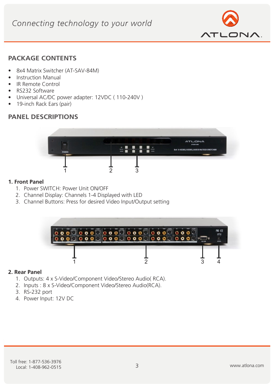 Atlona AT SAV 84M User Manual | Page 4 / 10