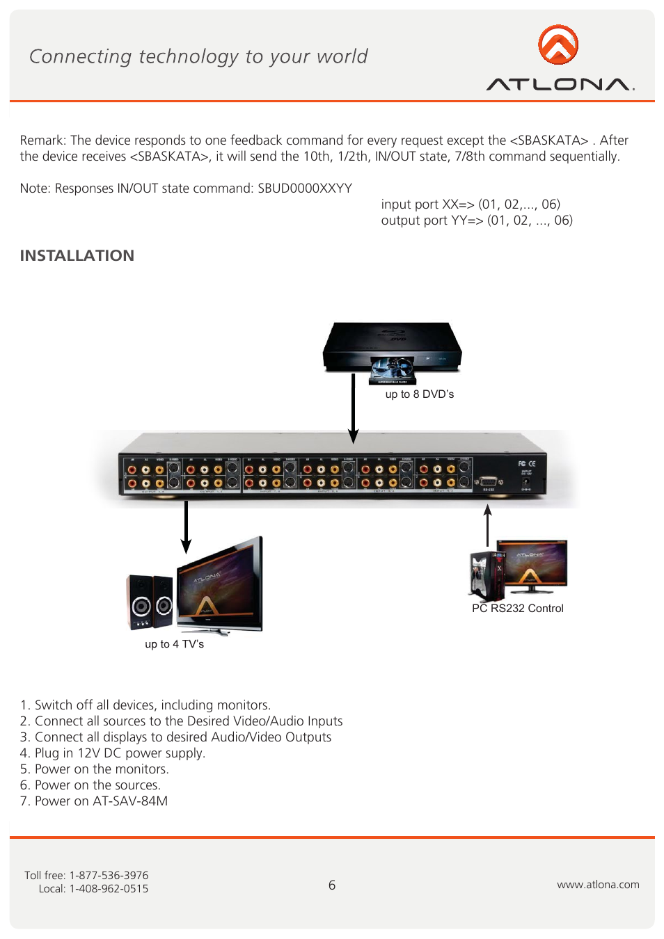 Installation | Atlona AT SAV 84M User Manual | Page 7 / 10