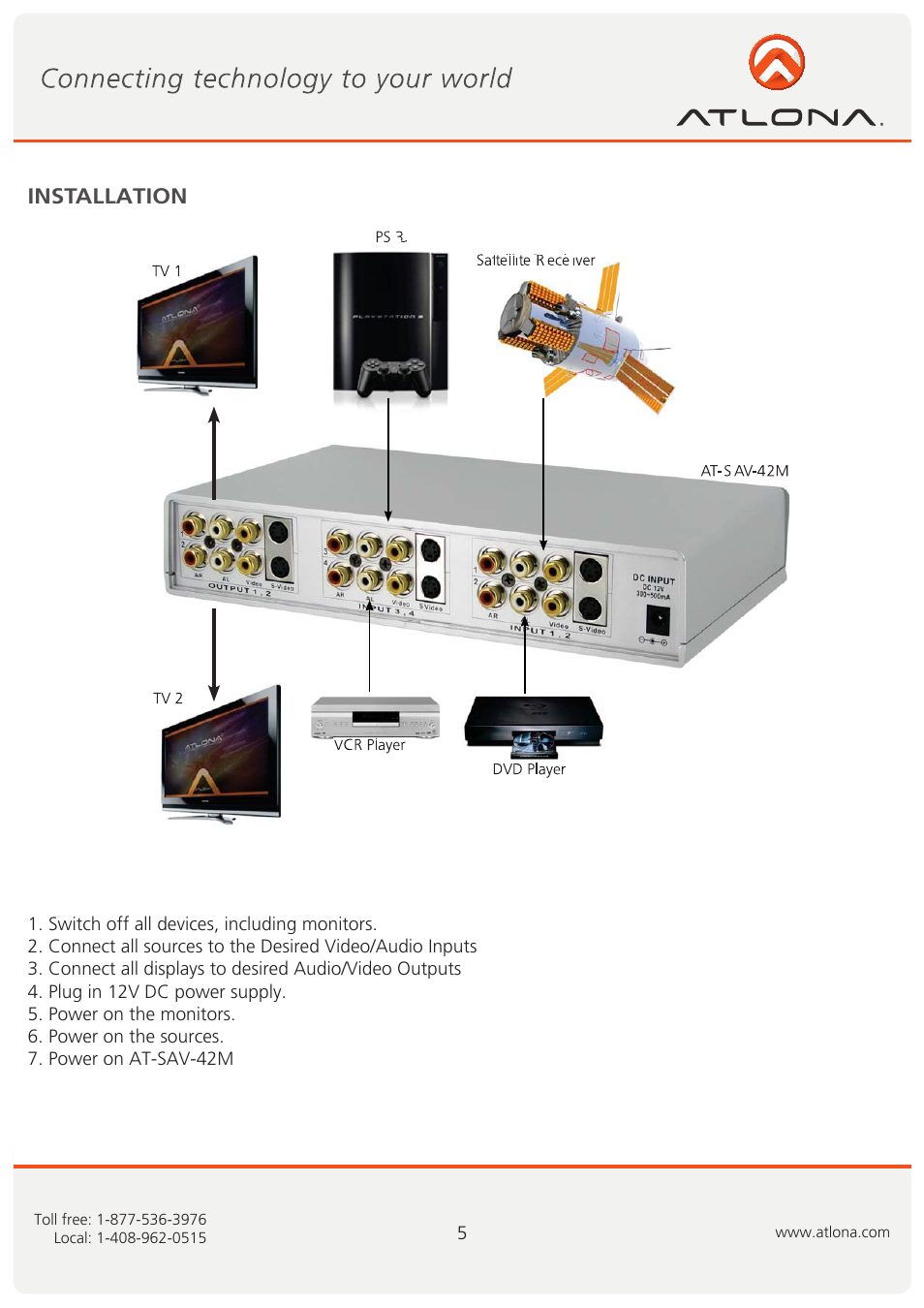 Installation | Atlona AT SAV 42M User Manual | Page 6 / 9