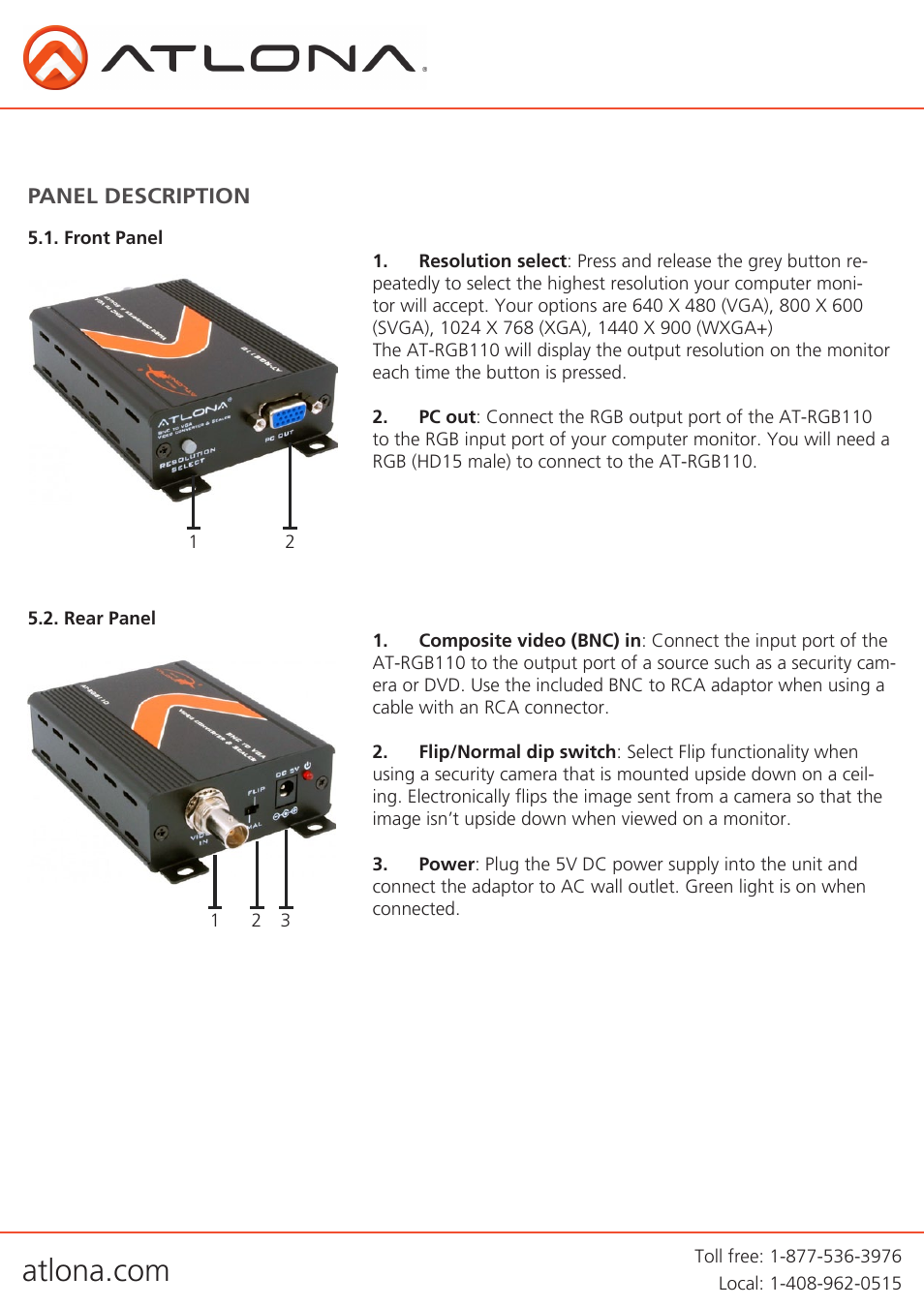 Atlona AT RGB110 User Manual | Page 4 / 8