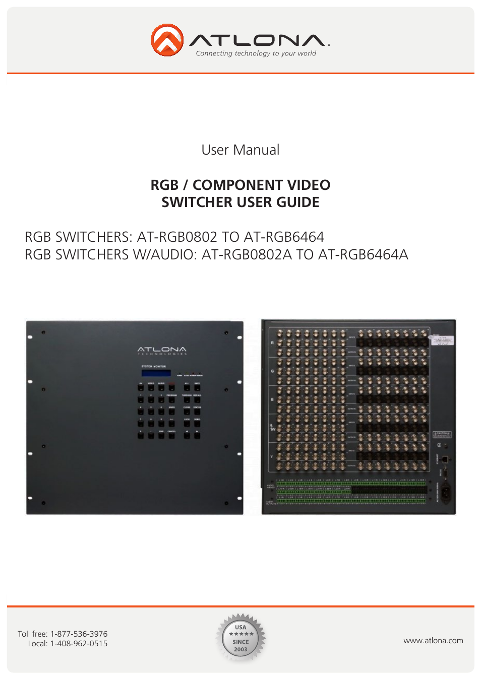 Atlona AT RGB MATRIX User Manual | 36 pages