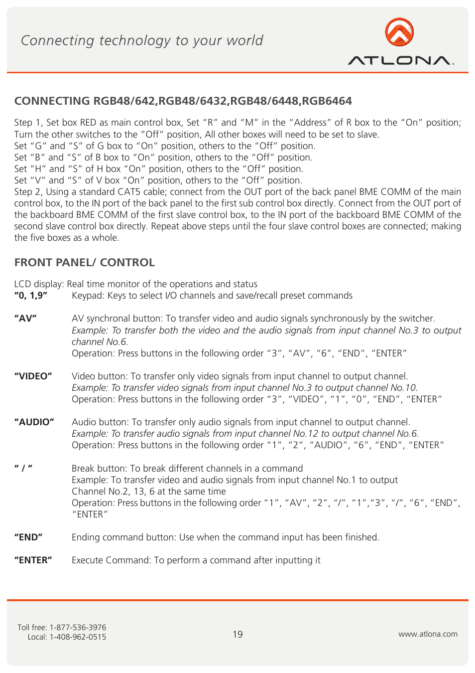Atlona AT RGB MATRIX User Manual | Page 20 / 36