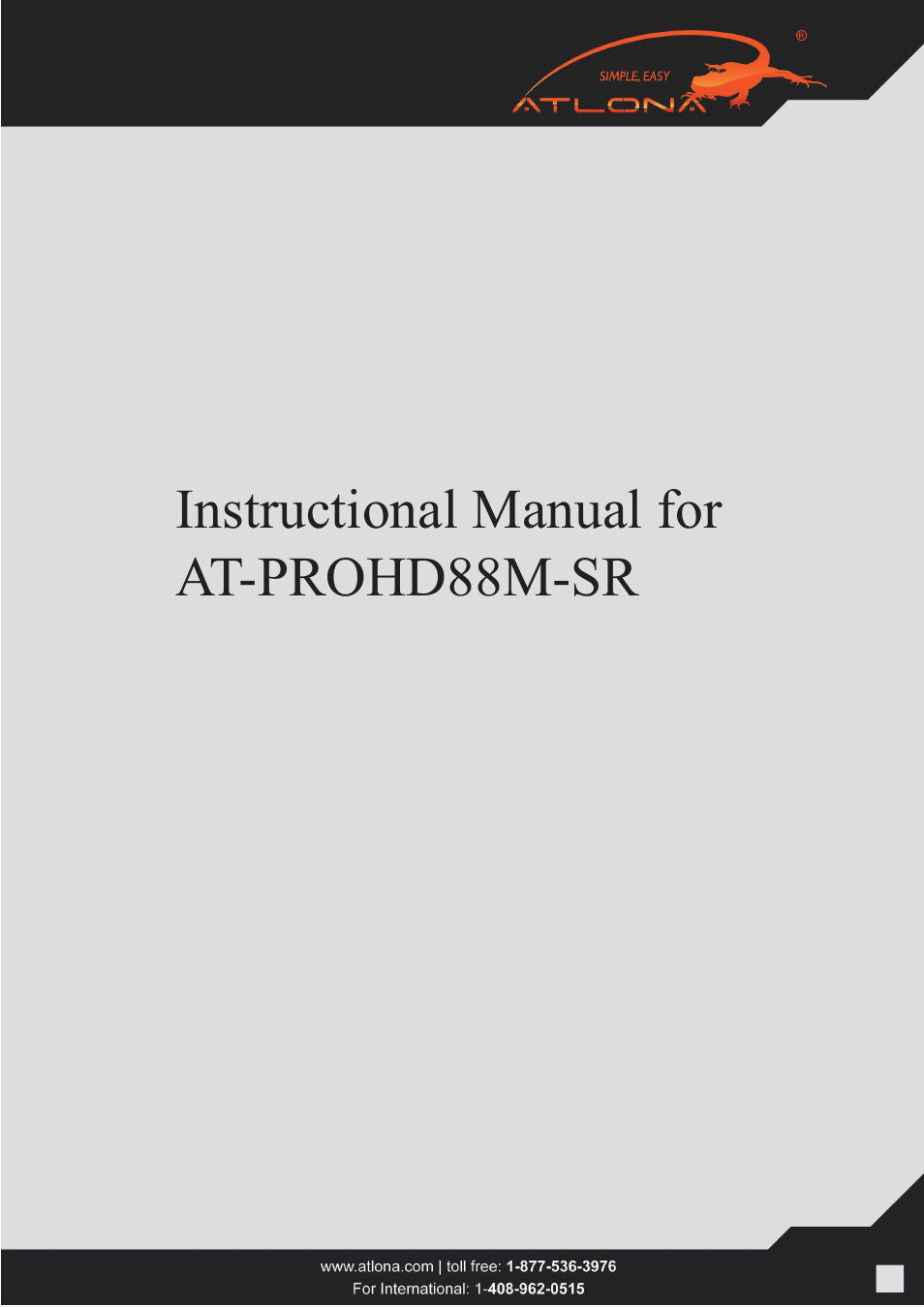 Atlona AT PROHD88M SR User Manual | 12 pages