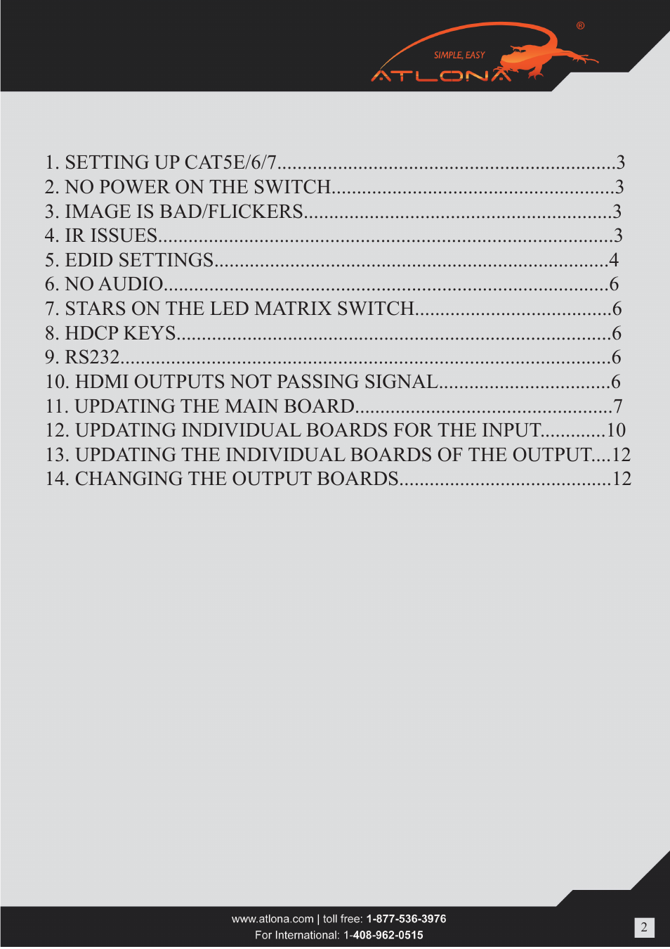 Atlona AT PROHD88M SR User Manual | Page 2 / 12