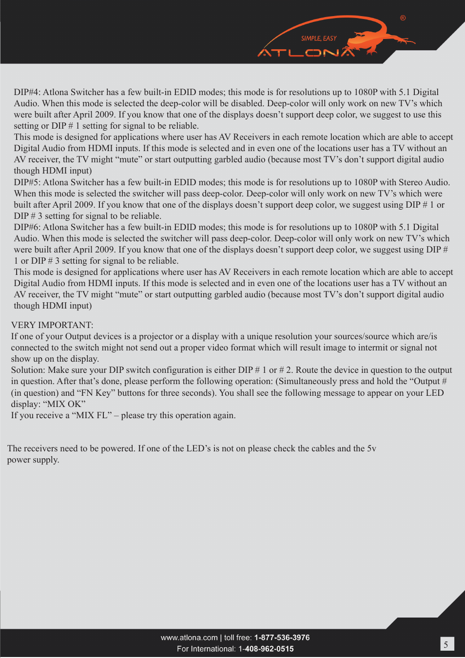 Atlona AT PROHD88M SR User Manual | Page 5 / 12