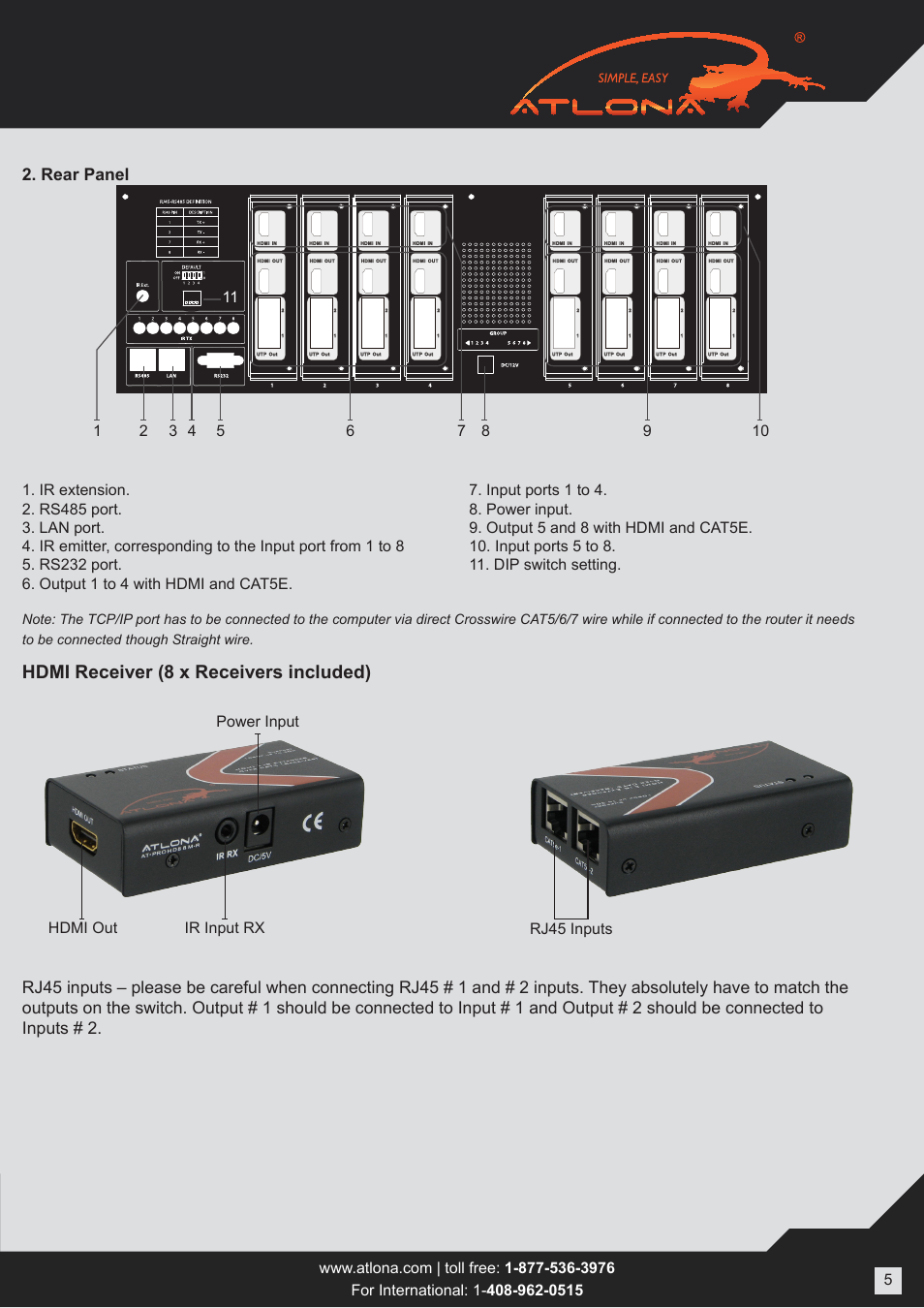 Atlona AT PROHD88M SR User Manual | Page 5 / 14