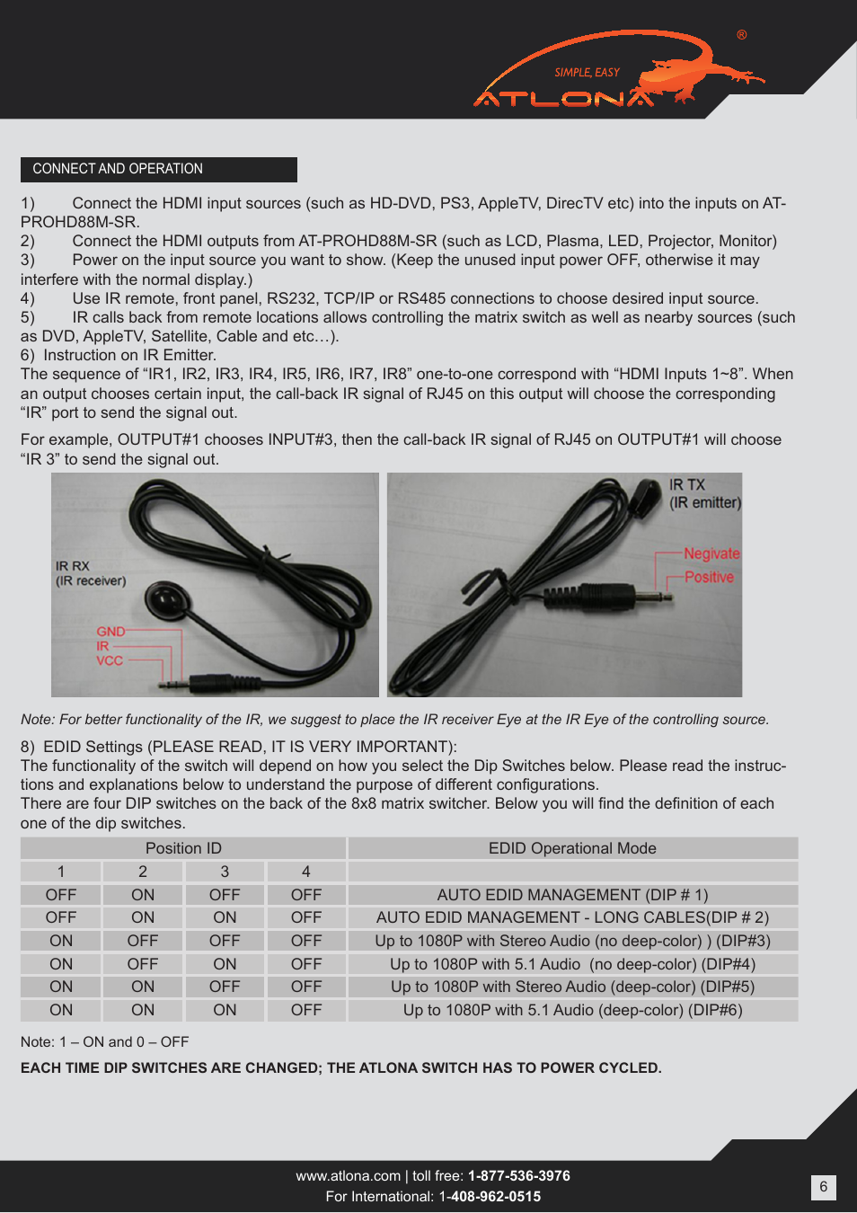 Atlona AT PROHD88M SR User Manual | Page 6 / 14