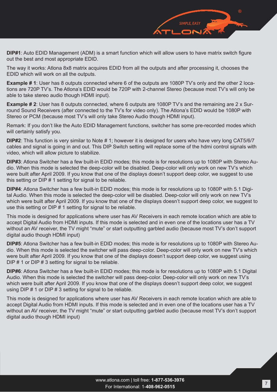 Atlona AT PROHD88M SR User Manual | Page 7 / 14