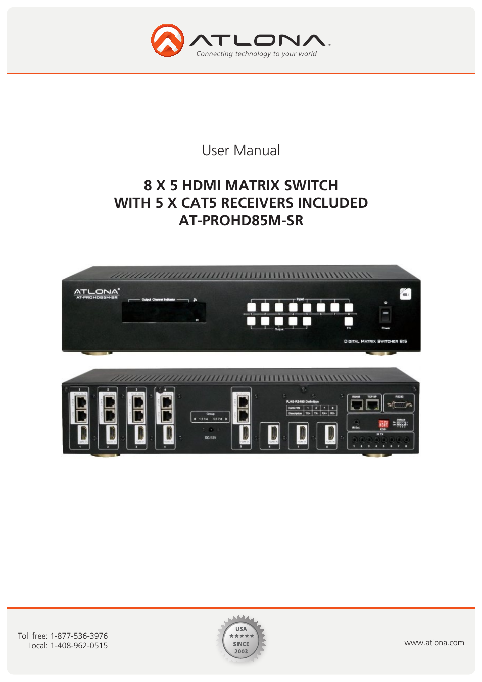 Atlona AT PROHD85M SR User Manual | 16 pages