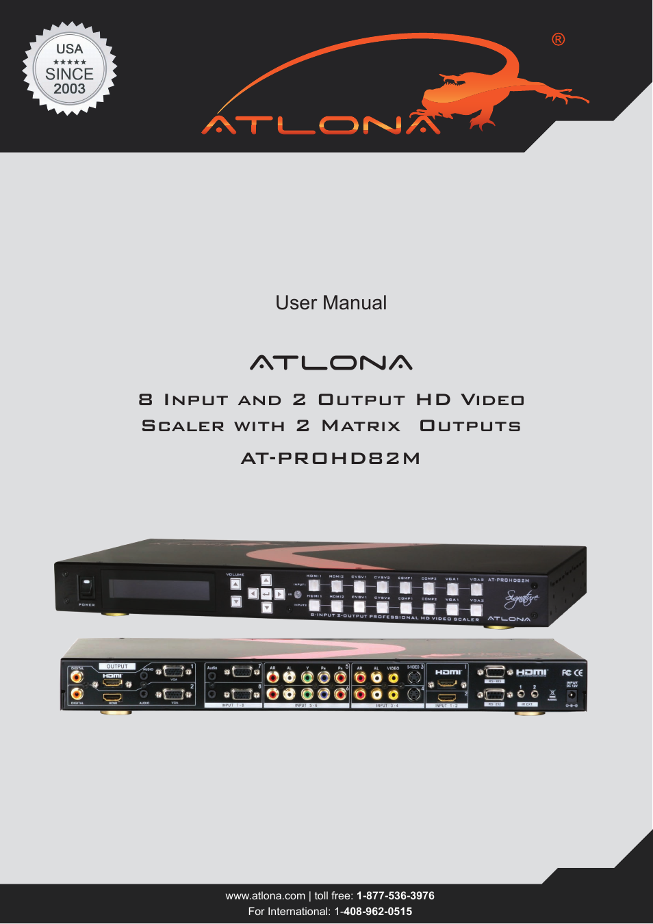Atlona AT PROHD82M User Manual | 12 pages