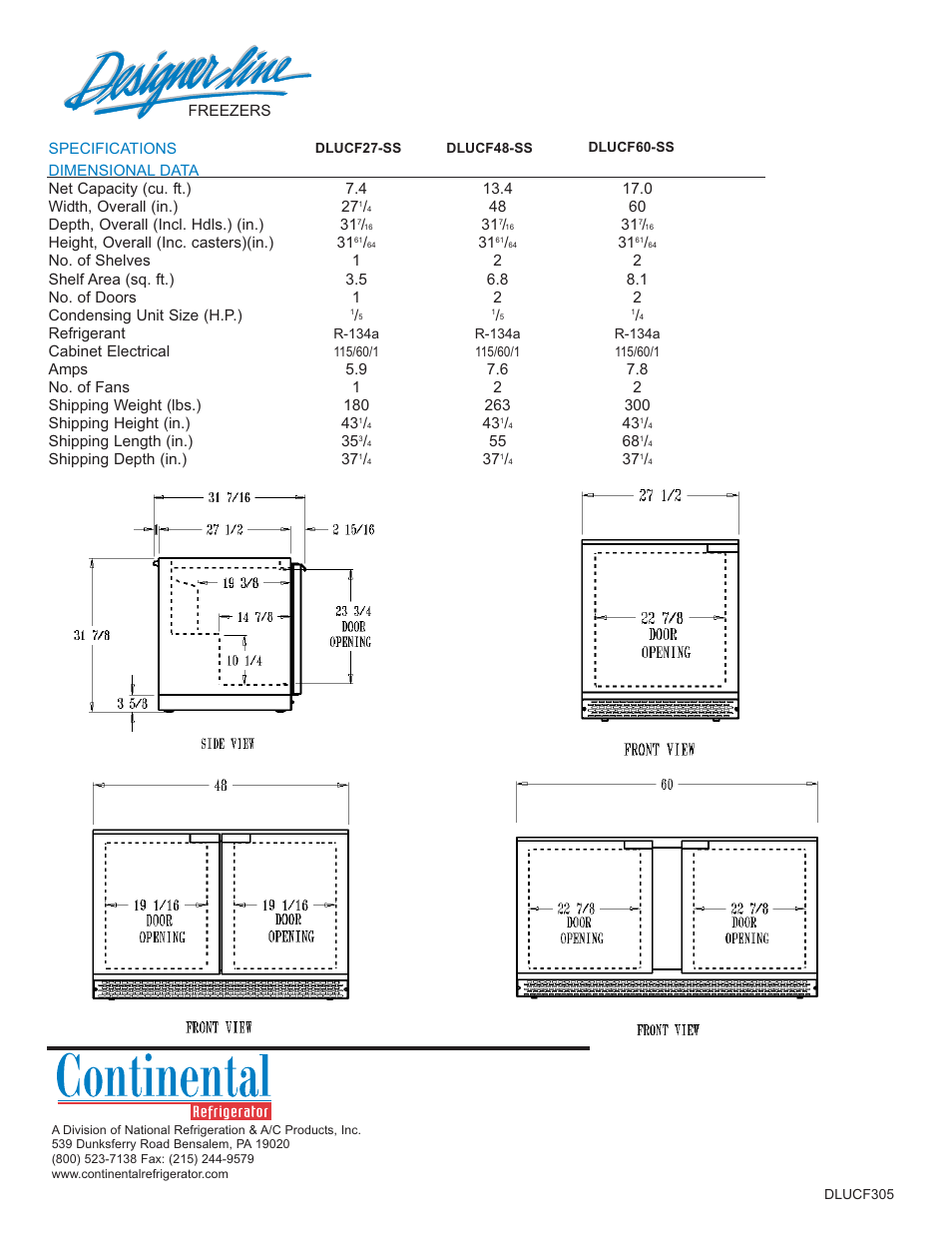 Continental Refrigerator DLUCF48-SS User Manual | Page 2 / 2