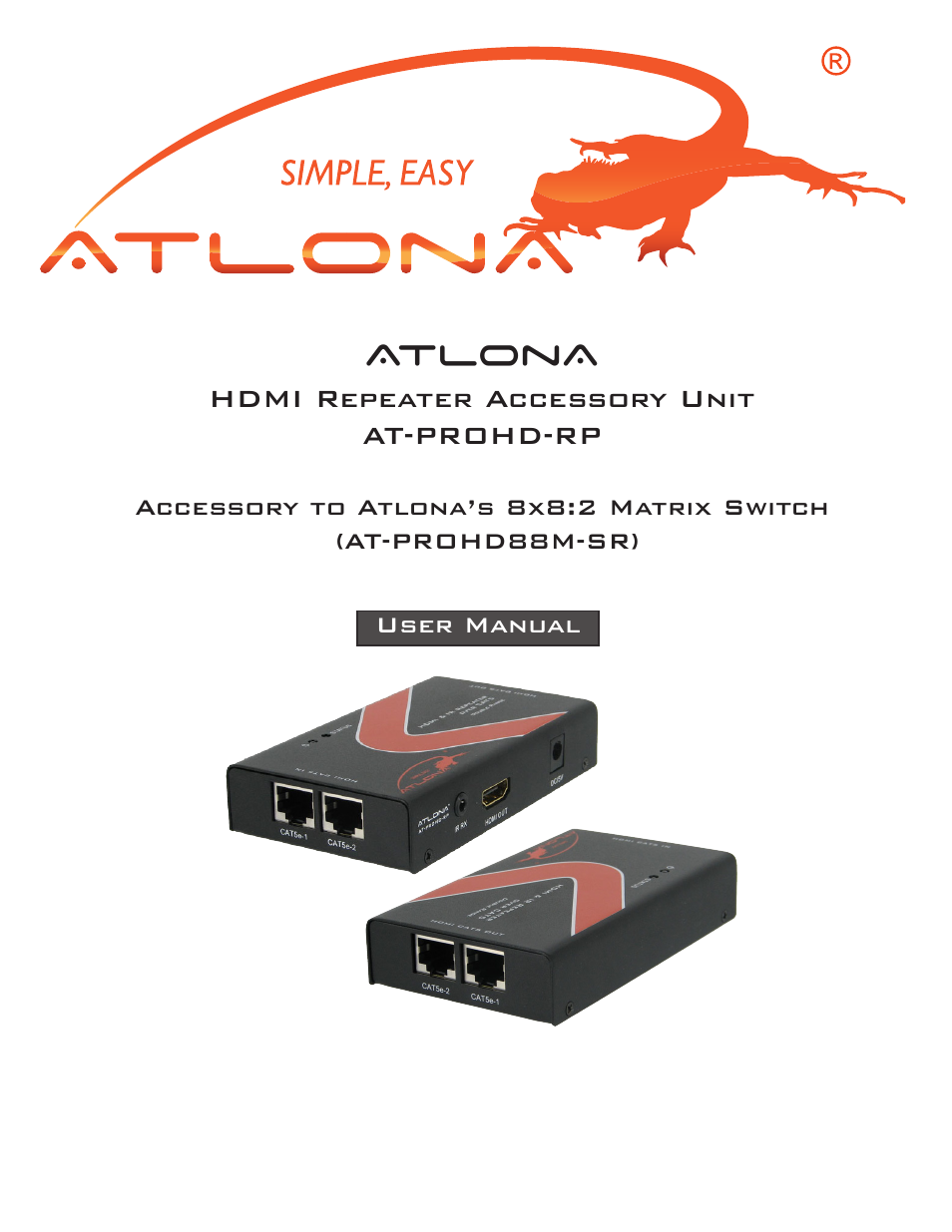 Atlona AT PROHD RP User Manual | 8 pages