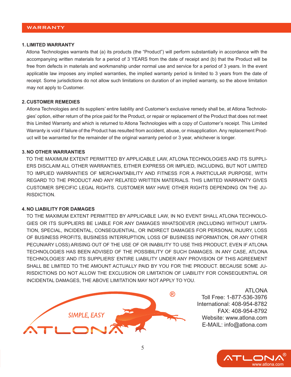 Atlona AT PROHD RP User Manual | Page 7 / 8